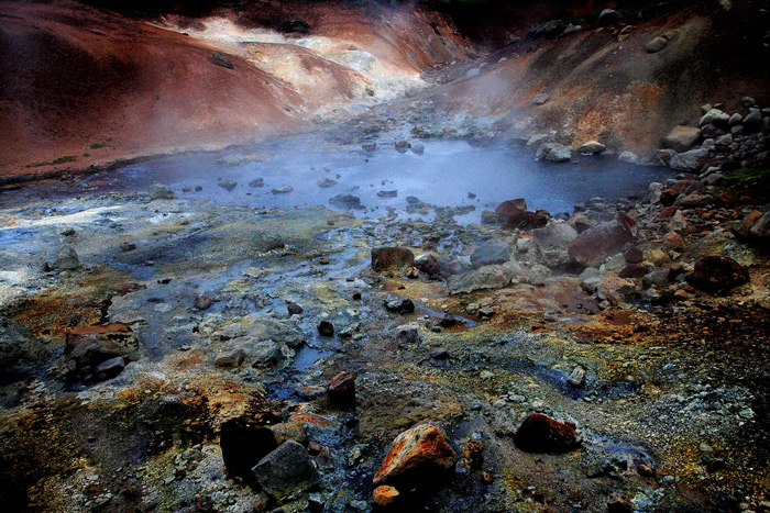 This boiling mud pool is part of a geothermal area near Krysuvik.&nbsp;